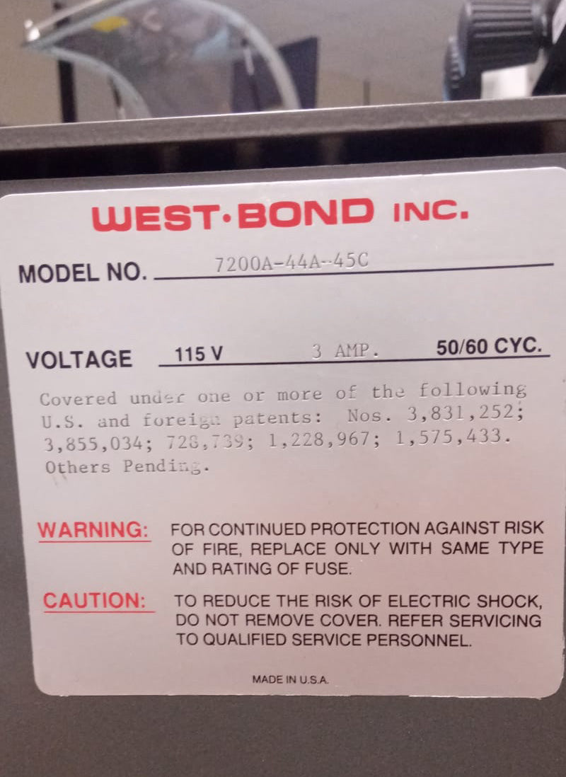 WestBond 7200 44 A 45 C Pick and Place Epoxy Die Bonder