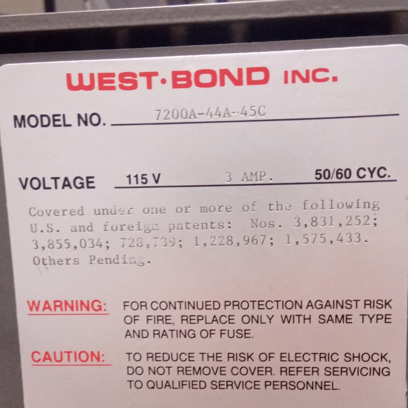 WestBond 7200 44 A 45 C Pick and Place Epoxy Die Bonder