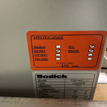 Sodick AQ 55 L Sinker EDM (Electrical Discharge Machine)