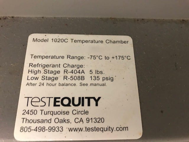 Test Equity 1020 C Temperature Chamber