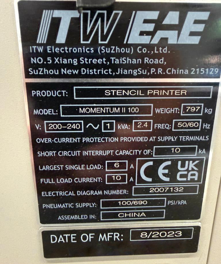 MPM Momentum II 100 Stencil Printer