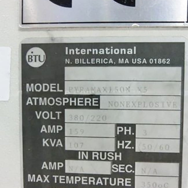 BTU Pyramax 150 N X 5 Reflow Oven
