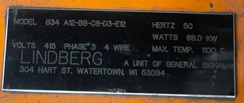 Lindberg 834 A 12-B 8-C 8-D 3-E 12 Continuous Mesh Belt Brazing Furnace