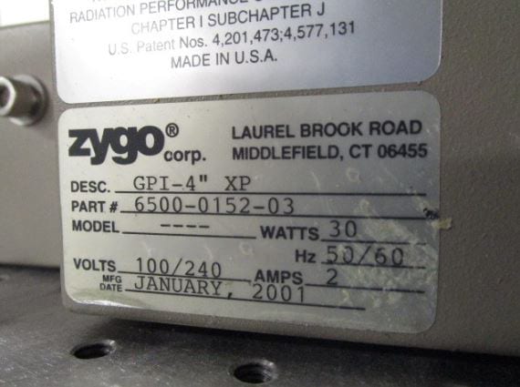 Zygo GPI XP Laser Interferometer
