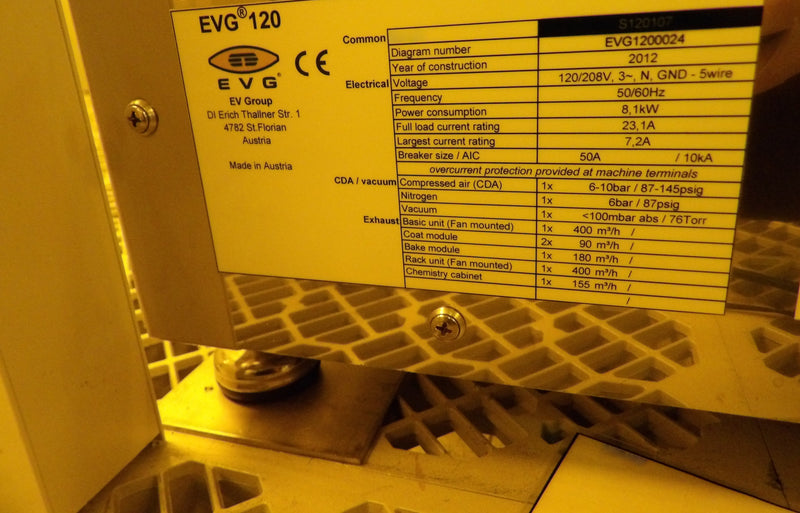 EVG 120 Automated Coater Processing System