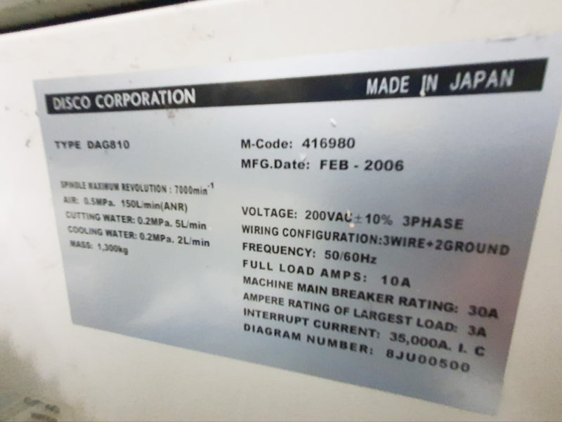 Disco DAG 810 Back Grinder