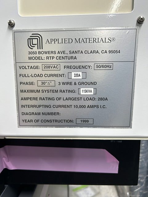 Applied Materials Centura Divisional RTP (Rapid Thermal Process)