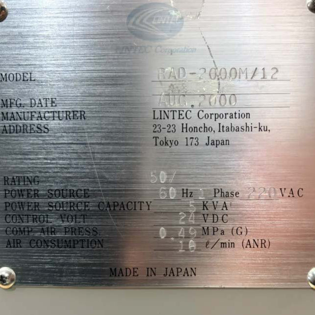 Lintec RAD 2000 M 12 UV Irradiator