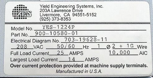 Yes 1224 P CVD (Chemical Vapor Deposition)