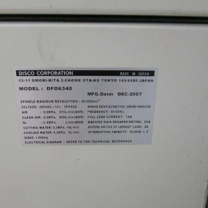 Disco DFD 6340 Dicing Saw