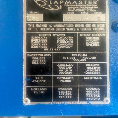 Lapmaster SS 36 Lapper