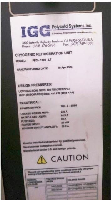 Polycold PFC 1100 LT Chiller