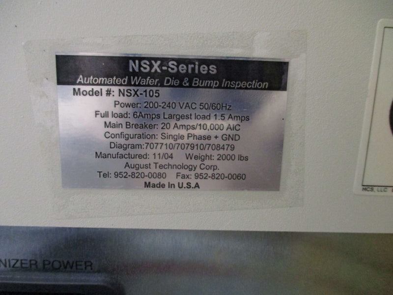 ONTO / Rudolph / August NSX 105 Automated Wafer, Die & Bump Inspection