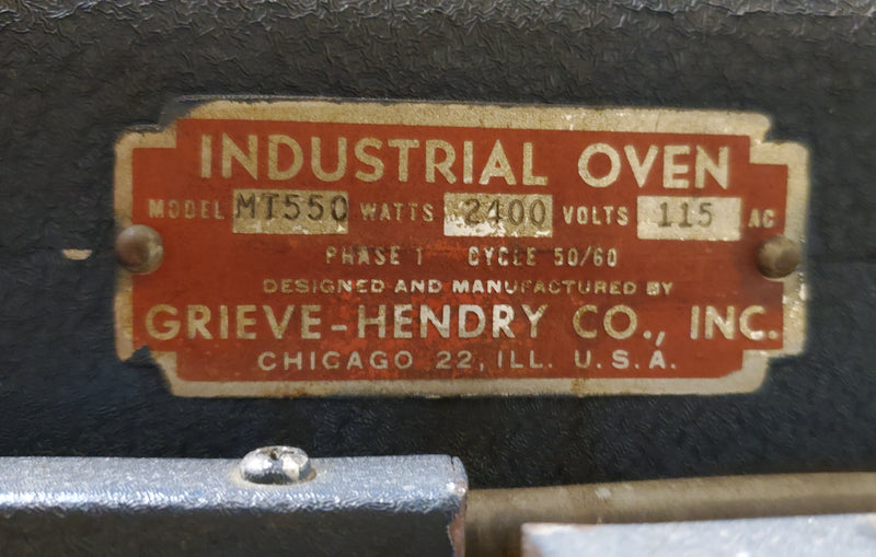 Grieve MT 550 Industrial Oven