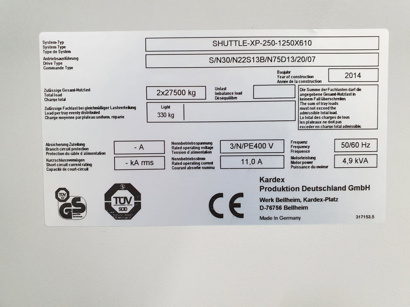 Kardex Shuttle XP 250 1250 X 610 Pasternoster