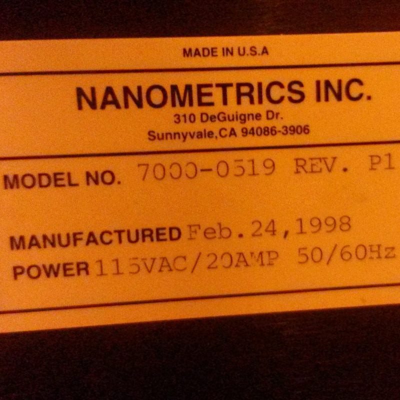 ONTO / Nanometrics 8300 X Film Thickness Analyzer