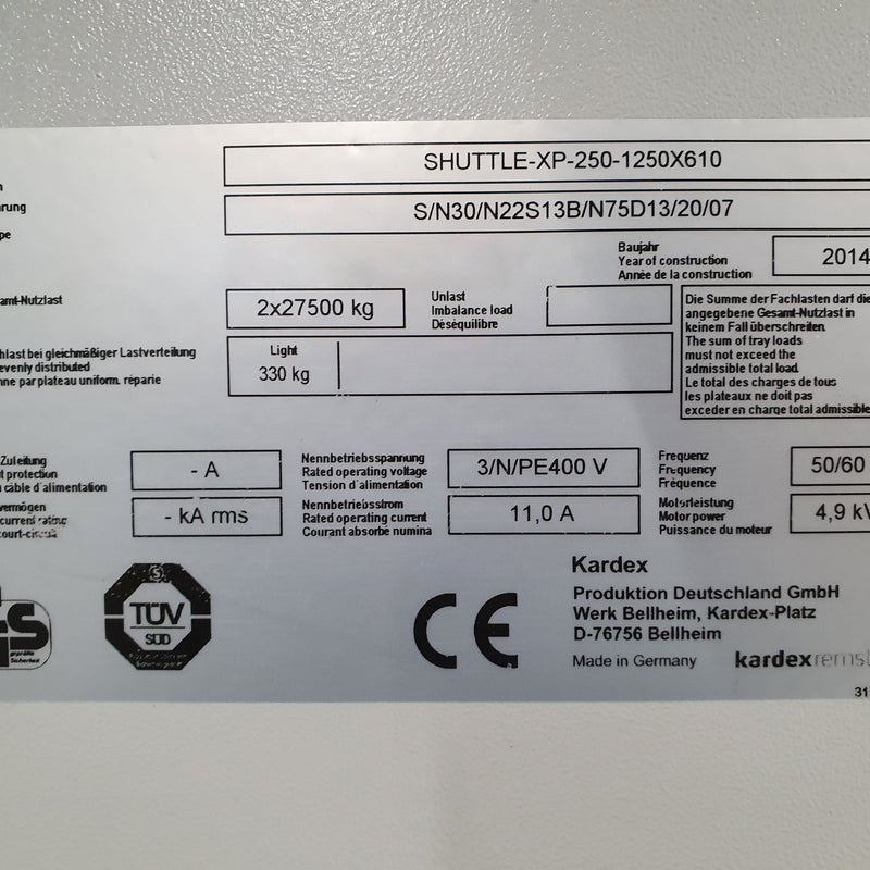 Kardex Shuttle XP 250 1250 X 610 Pasternoster