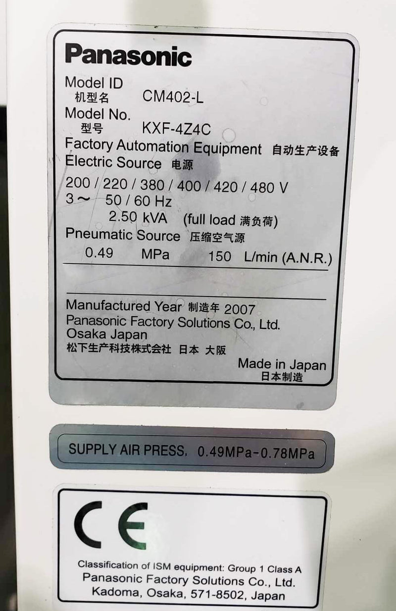 Panasonic CM 402 KXF 4 Z 4 C Pick and Place