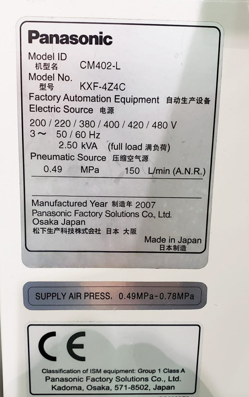 Panasonic CM 402 KXF 4 Z 4 C Pick and Place