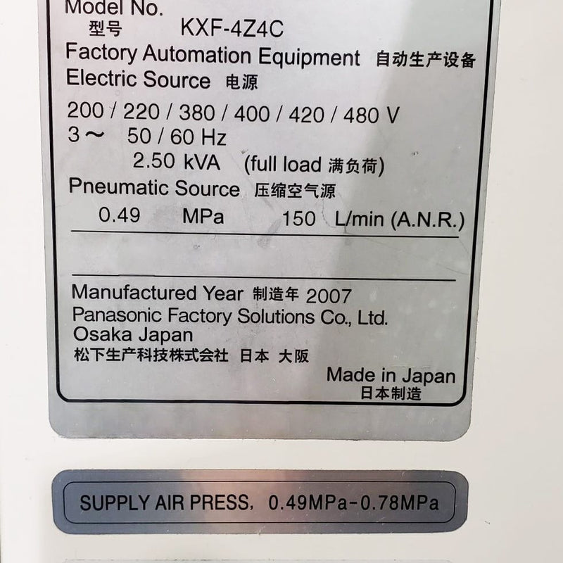 Panasonic CM 402 KXF 4 Z 4 C Pick and Place