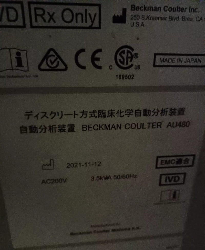 Beckman Coulter AU 480 Chemistry Analyzer