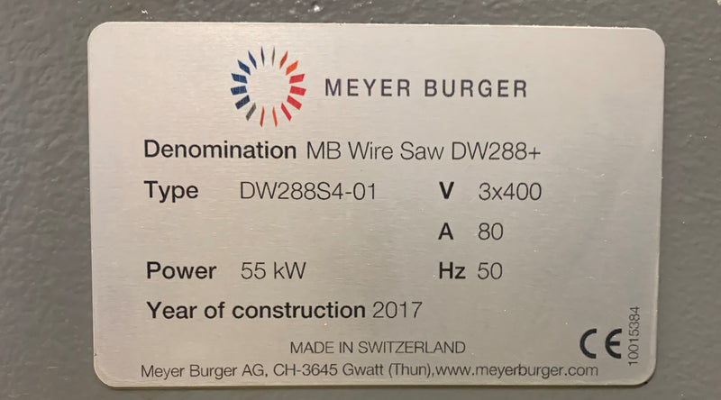 Meyer Burger DW 288 S 4 Diamond Wire Saw