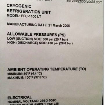Polycold PFC 1100 LT Chiller