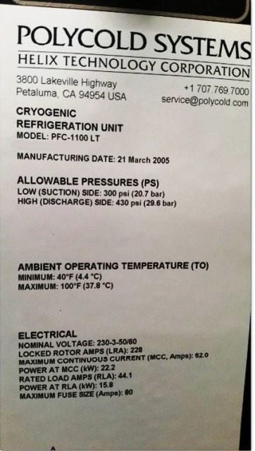 Polycold PFC 1100 LT Chiller