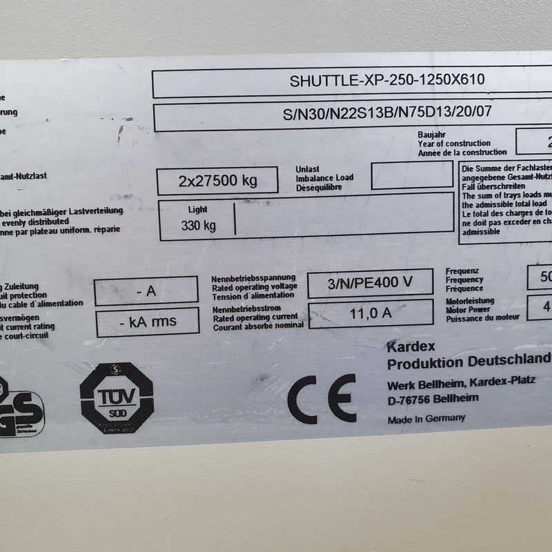 Kardex Shuttle XP 250 1250 X 610 Pasternoster