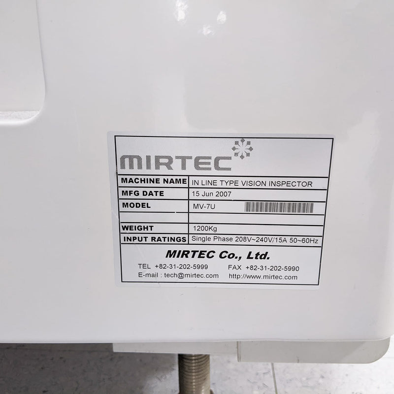 Mirtec MV 7 U In-Line Vision Inspector