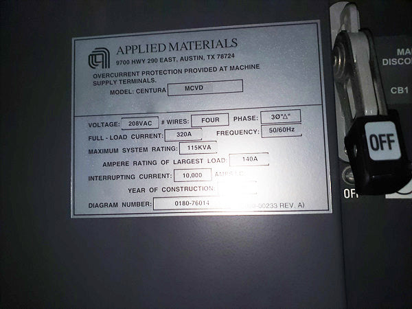 Applied Materials Centura WxZ Optima MCVD