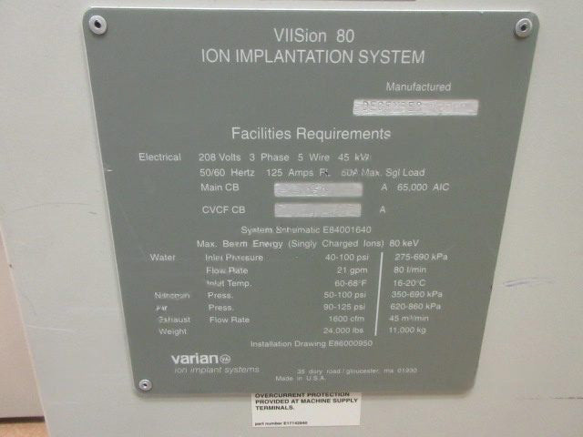 Varian Viision 80 Implanter