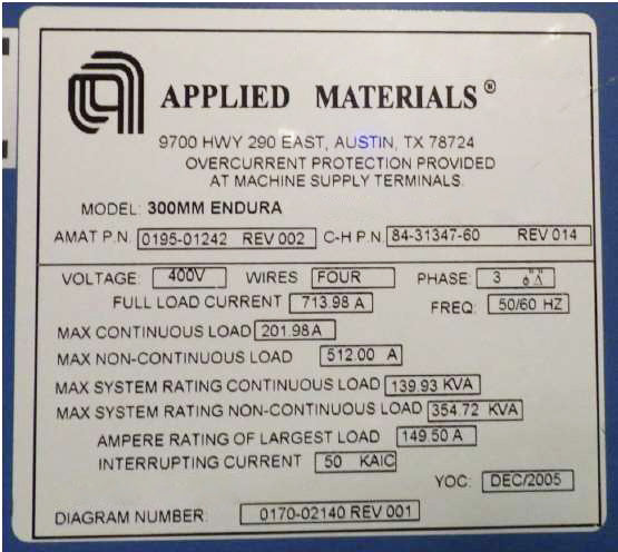 Applied Materials Endura CL PVD (Physical Vapor Deposition)