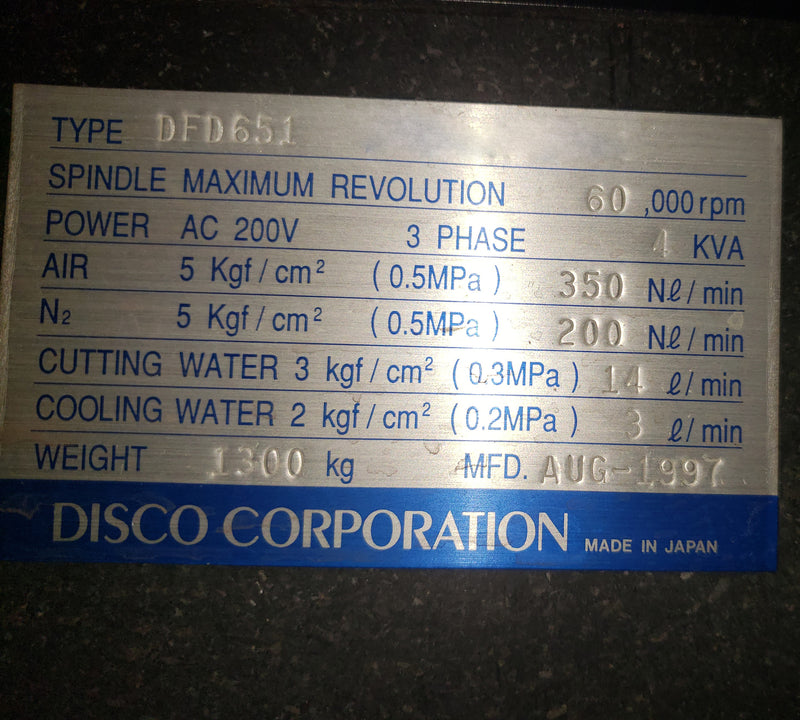 Disco DFD 651 Automatic Dicing Saw