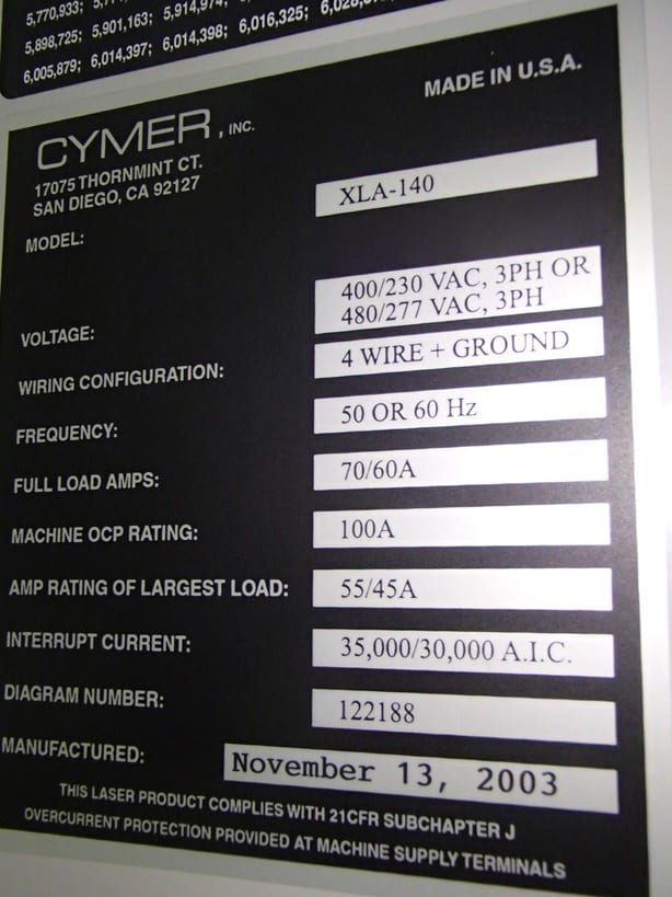 Cymer XLA 140 ArF Laser Unit