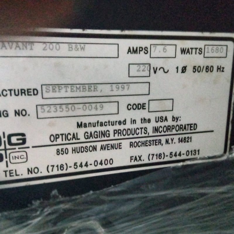 OGP (Optical Gaging Products) Avant 200 B&W
