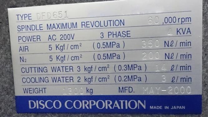 Disco DFD 651 Automatic Dicing Saw