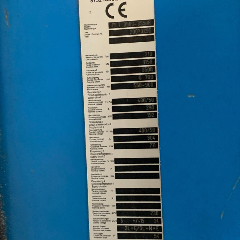 Netstal PET 3500 3550 R Injection Molding Machine