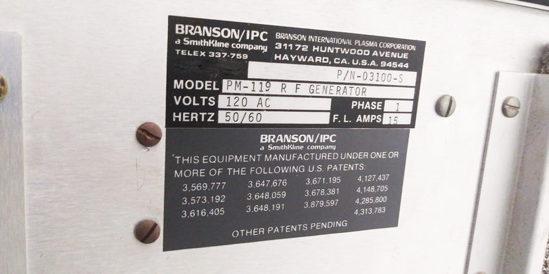 Branson PM 119 Series S 2005-11020 Asher
