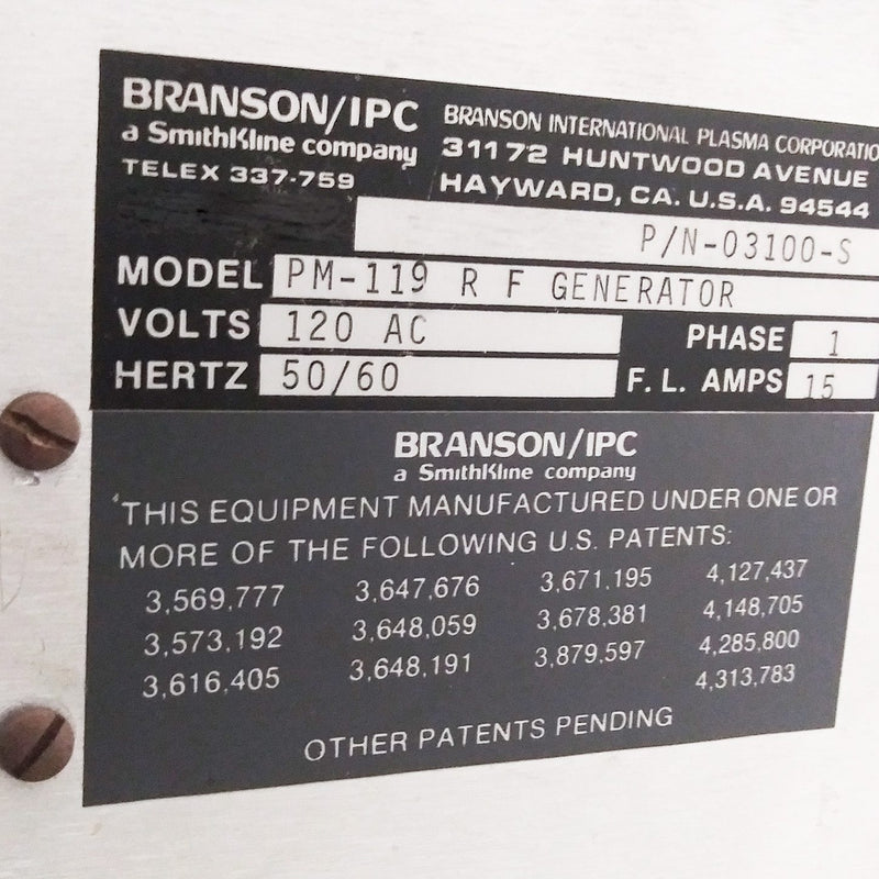 Branson PM 119 Series S 2005-11020 Asher