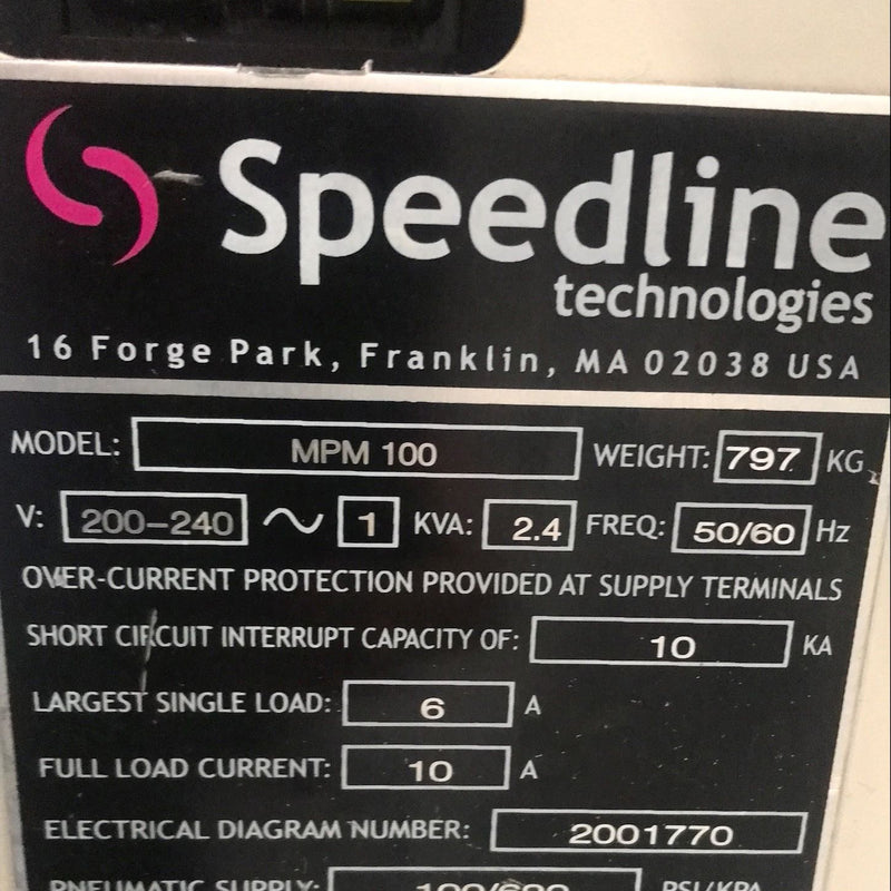 Speedline MPM 100 Screen Printer