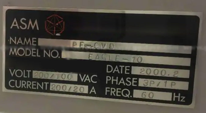 ASM Eagle 10 Plasma CVD (Chemical Vapor Deposition)