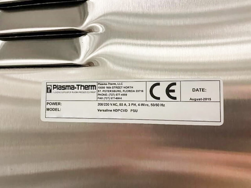 Plasmatherm Versaline CVD-RIE (Chemical Vapor Deposition - Reactive Ion Etching)