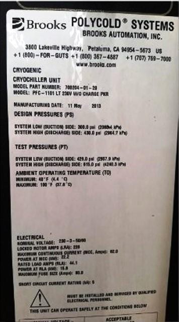 Polycold PFC 1101 LT Chiller