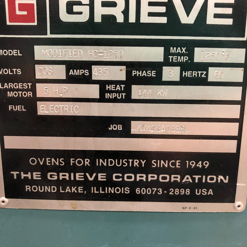 Grieve 1250 Heat Treatment Furnace
