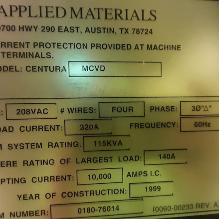 Applied Materials Centura 5200 Metal CVD (Chemical Vapor Deposition)