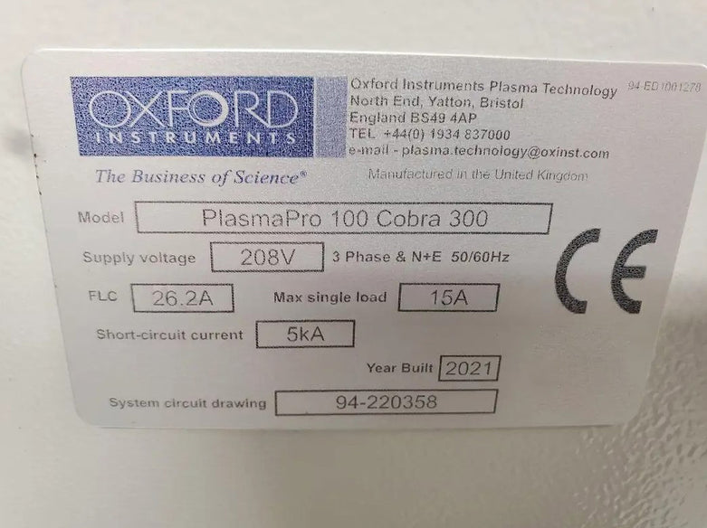 Oxford PlasmaPro 100 Cobra ICP-RIE (Inductively Coupled Plasma - Reactive lon Etch)