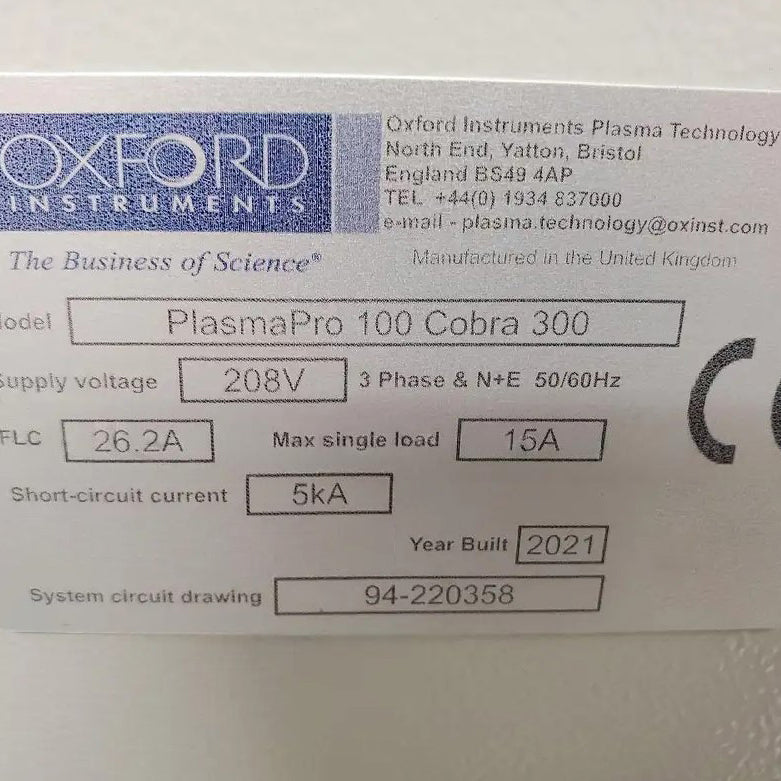 Oxford PlasmaPro 100 Cobra ICP-RIE (Inductively Coupled Plasma - Reactive lon Etch)