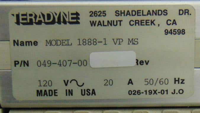 Teradyne 1888 1 VP MS ICT (In Circuit Tester)
