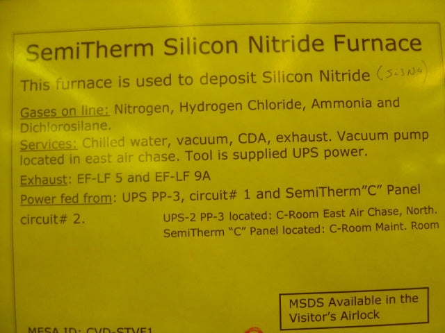 SemiTherm VTP 1500 LH LPCVD (Low Pressure Chemical Vapor Deposition)